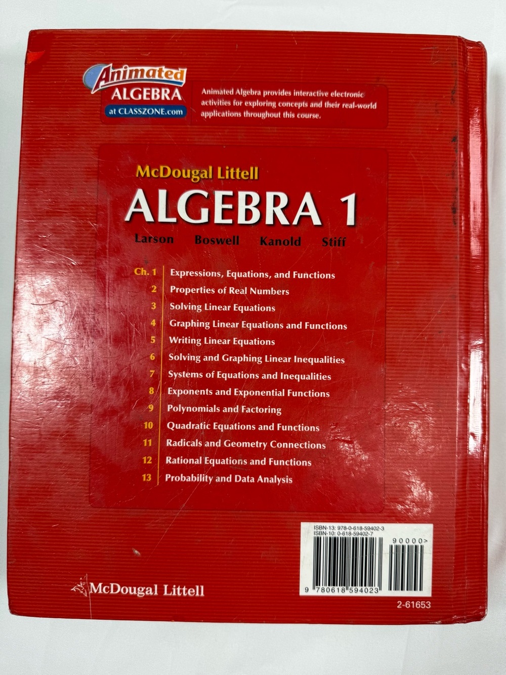 MCDOUGAL LITTELL Algebra 1 Student Textbook & Worked Out Solution Key Math Set - Picture 4 of 12